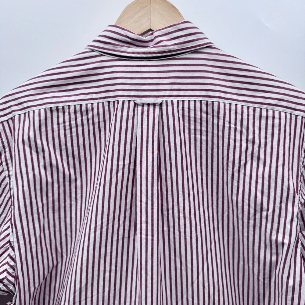 Ralph Lauren Men's S Red/White Striped LS Cotton Woven Button-Up Button-Down